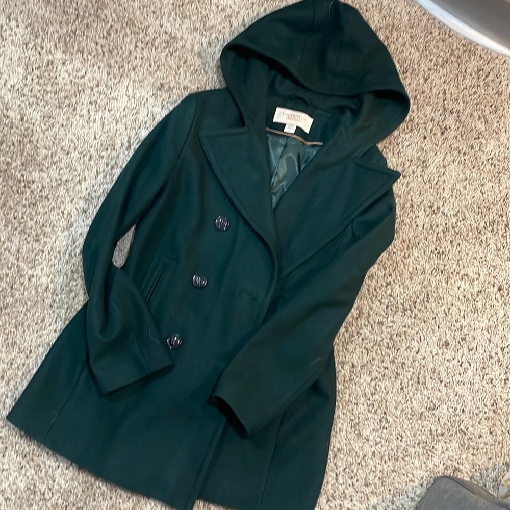 Hooded, Emerald Green, Wool Jacket - image 1